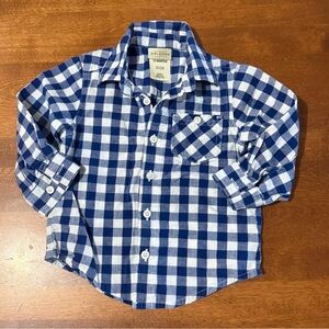 Arizona Jean Company Blue and White Checkered Kids Button Down Shirt